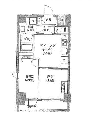 ルフレ プレミアム向島(2DK/10階)の間取り写真