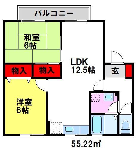 セジュールA・七夕(2LDK/2階)の間取り写真