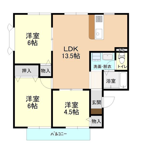 レークヒル大内(3LDK/2階)の間取り写真