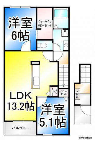フローラ 悠(2LDK/2階)の間取り写真