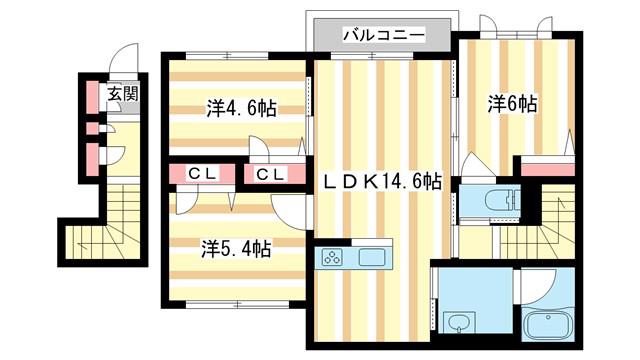 シャーメゾン レジデンス松本(3LDK/2階)の間取り写真
