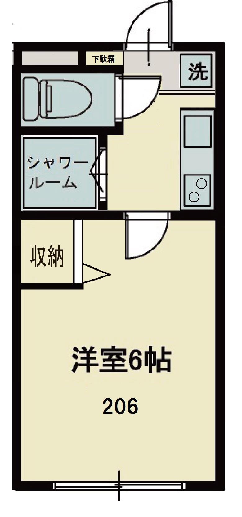 志幸ホーム 1(1K/2階)の間取り写真