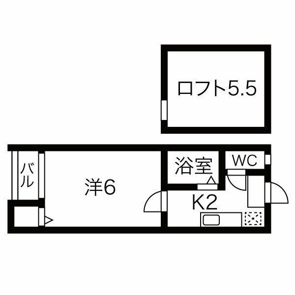 PALM COURT ウエストIA(1K/2階)の間取り写真