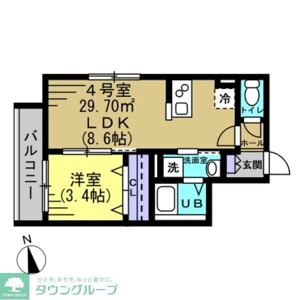 シャン・エトワール都賀(1LDK/1階)の間取り写真