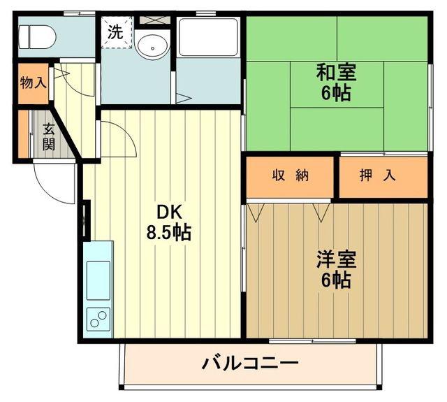 プリシアード II棟(2DK/1階)の間取り写真