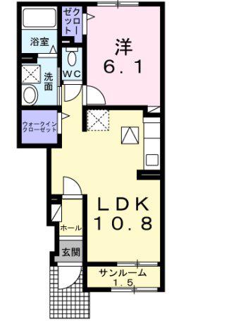 APPLE PLAN(1LDK/1階)の間取り写真