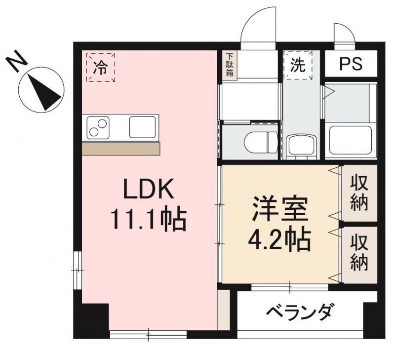 アルト栗林公園(1LDK/3階)の間取り写真