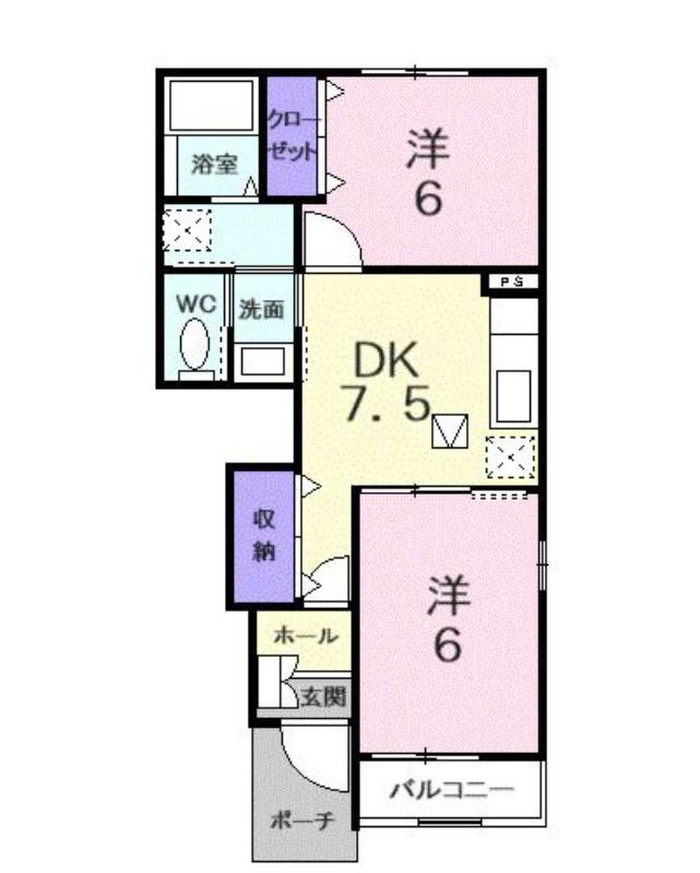エトワール海谷(2DK/1階)の間取り写真