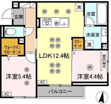 D-RESIDENCE東深津町3丁目(2LDK/2階)の間取り写真
