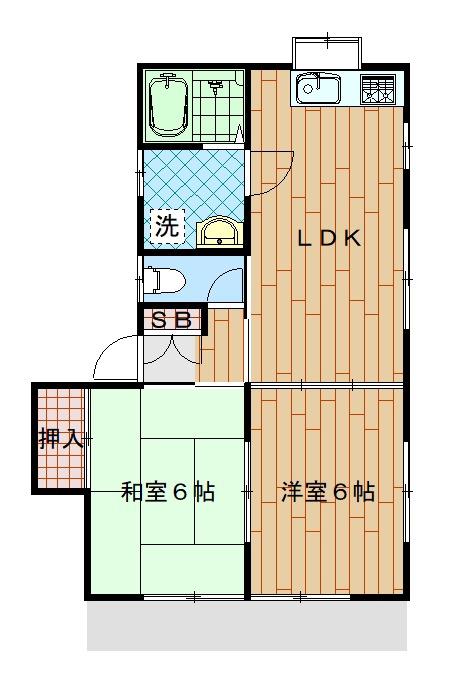 グリーンハイデンス(2LDK/1階)の間取り写真