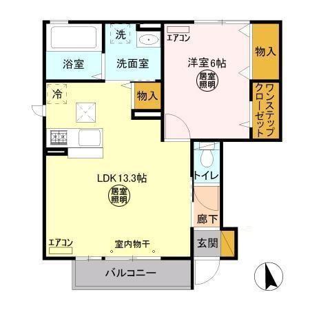 パークドプランタンH(1LDK/1階)の間取り写真
