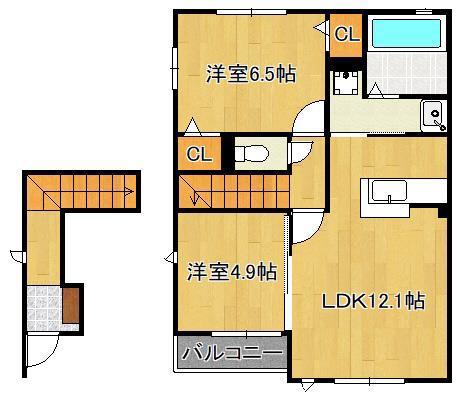 パストラル沼 Ⅱ(2LDK/2階)の間取り写真