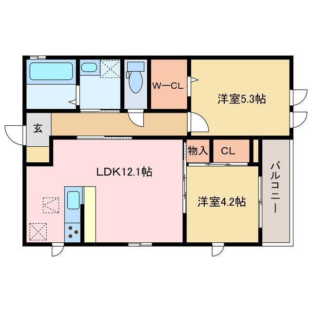アコリエンテ(2LDK/1階)の間取り写真
