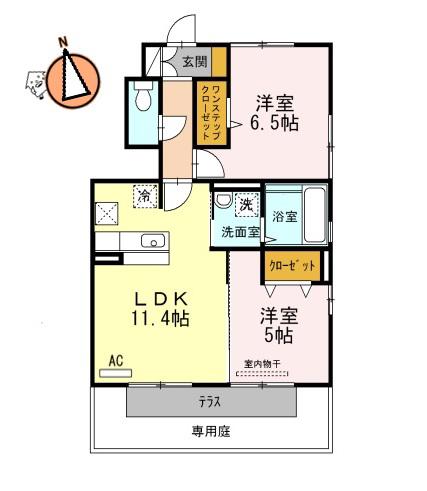 フルラージュ(2LDK/1階)の間取り写真