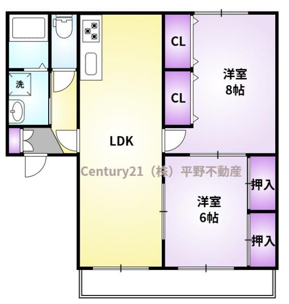 クレール大善寺(2LDK/2階)の間取り写真