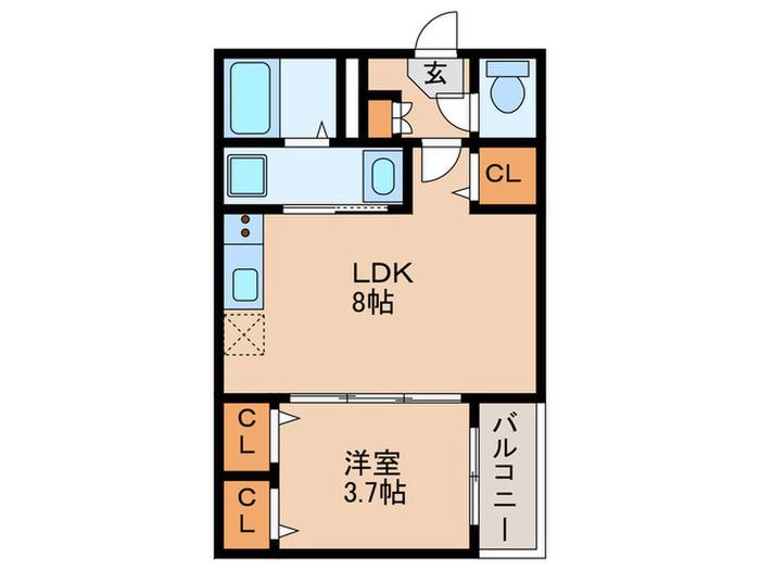 ハーモニーテラス中村公園(1LDK/2階)の間取り写真
