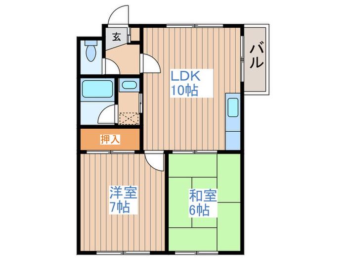 エリザベート新札幌(2LDK/2階)の間取り写真
