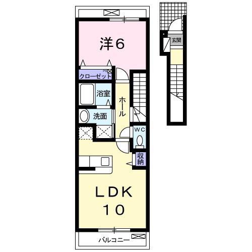 グランドヒルズA(1LDK/2階)の間取り写真