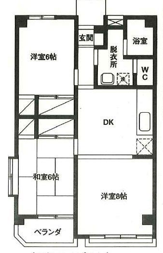 グリーンヒルズ石川I(3DK/4階)の間取り写真