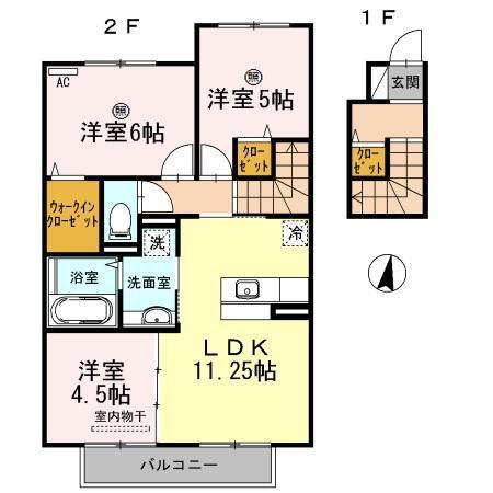 ラ ミア カーサ(3LDK/2階)の間取り写真