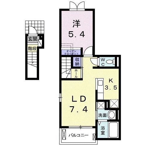 プラザ九源II(1LDK/2階)の間取り写真