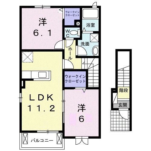 ハピネスIII(2LDK/2階)の間取り写真