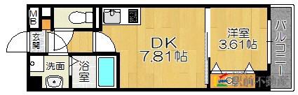 サンライズ今川(1DK/4階)の間取り写真