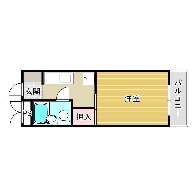 スカイブルー(1K/3階)の間取り写真