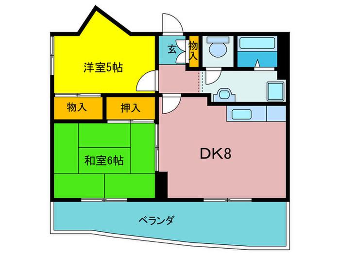 レジデンス天美(2DK/3階)の間取り写真