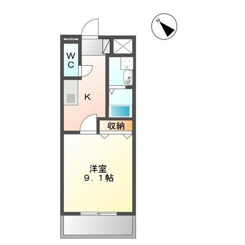 フォレストハイ(1K/1階)の間取り写真