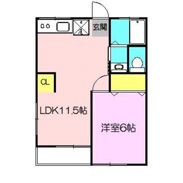 第二愛隣荘(1LDK/2階)の間取り写真