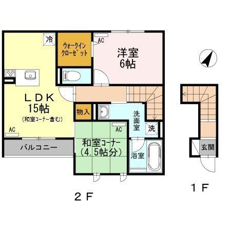 Kウィークス(1SLDK/2階)の間取り写真