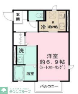 クロスガーデン町田(1K/2階)の間取り写真