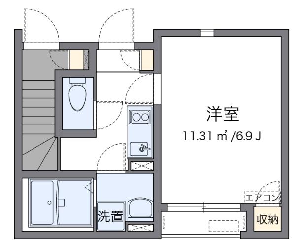 ブレスボヌール(1K/1階)の間取り写真