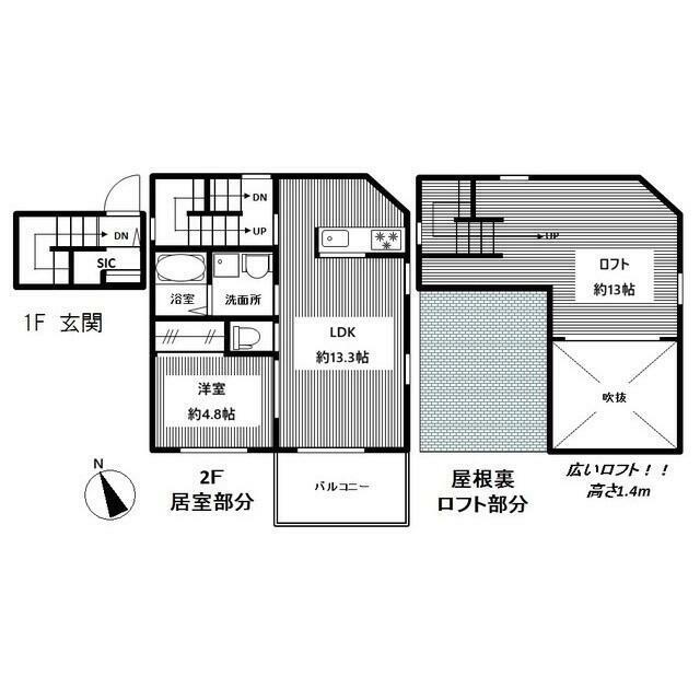 プチメゾン高井戸ー高井戸西1丁目-(1LDK/2階)の間取り写真