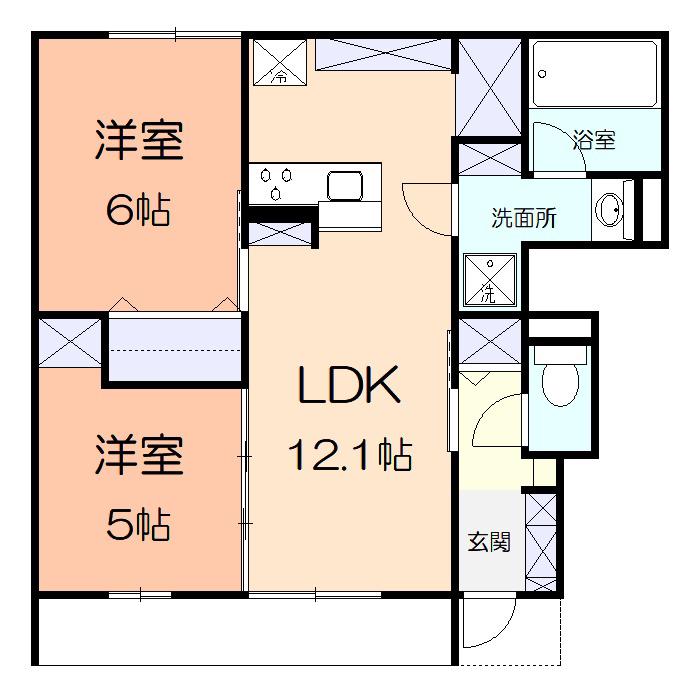 ルシアル湘南(2LDK/1階)の間取り写真