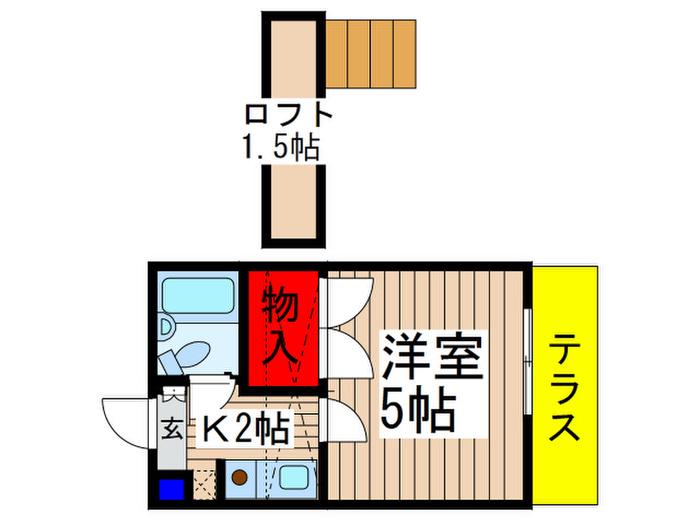 ベルビュー東習志野(1K/1階)の間取り写真