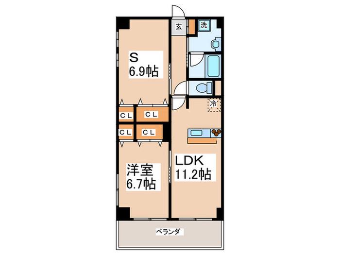 ラ グラシューズ(1SLDK/2階)の間取り写真