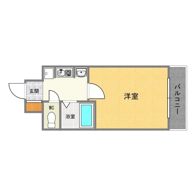 メビウス佃レジデンス(1K/2階)の間取り写真