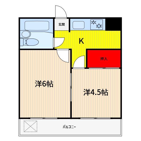 ウィスタリア塚越(2K/3階)の間取り写真