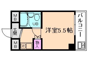 ビギニングパートII(ワンルーム/3階)の間取り写真