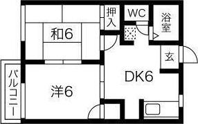 スプルース山口(2DK/2階)の間取り写真