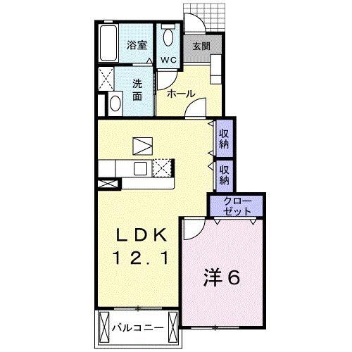 サウスリヴァーY B(1LDK/1階)の間取り写真