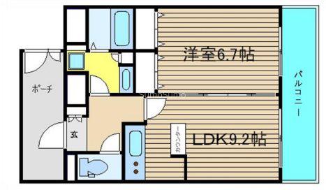 エスティライフ難波西(1LDK/12階)の間取り写真