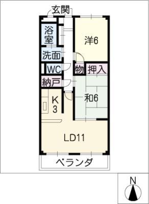 グレイス稲島(2LDK/3階)の間取り写真