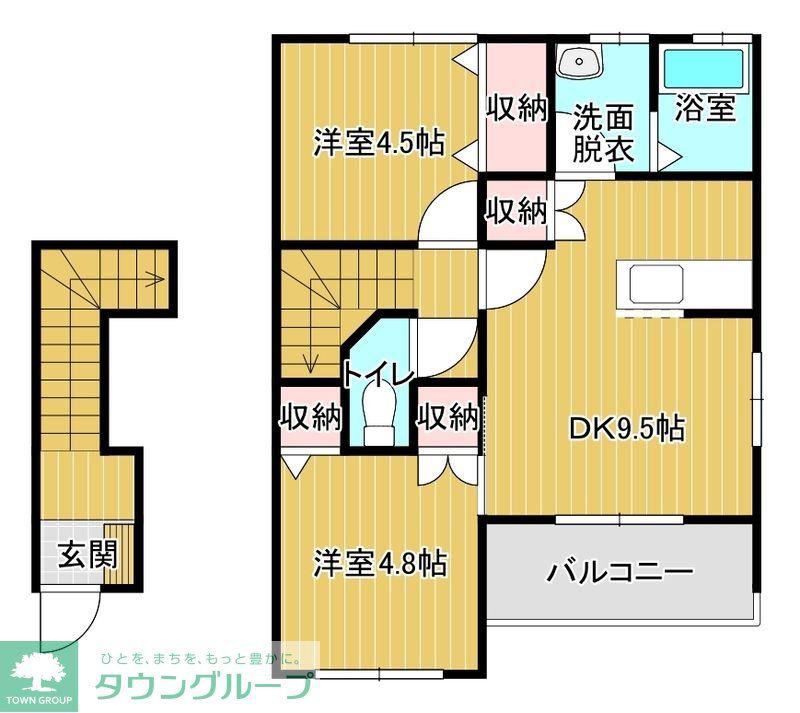 ラプロシェ(2DK/2階)の間取り写真