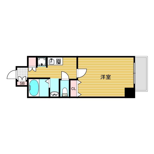 フェリエ新大阪(1K/2階)の間取り写真