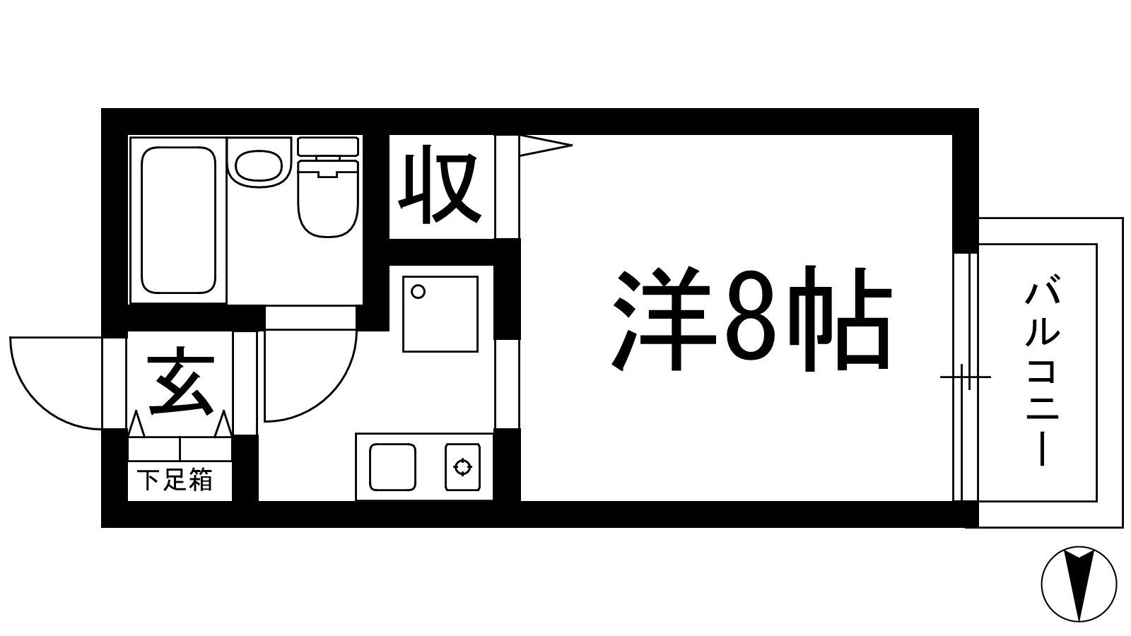 エクセルコート甲東園(ワンルーム/2階)の間取り写真