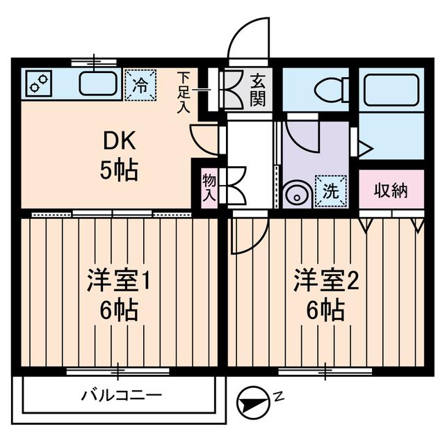 モンシャトー貫井(2DK/2階)の間取り写真