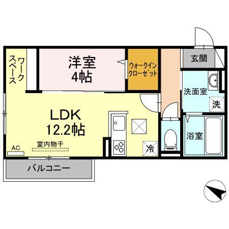 フォンティーヌ I(1LDK/1階)の間取り写真